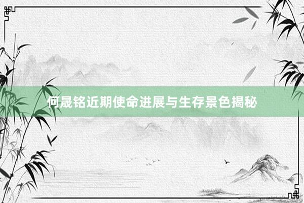 何晟铭近期使命进展与生存景色揭秘